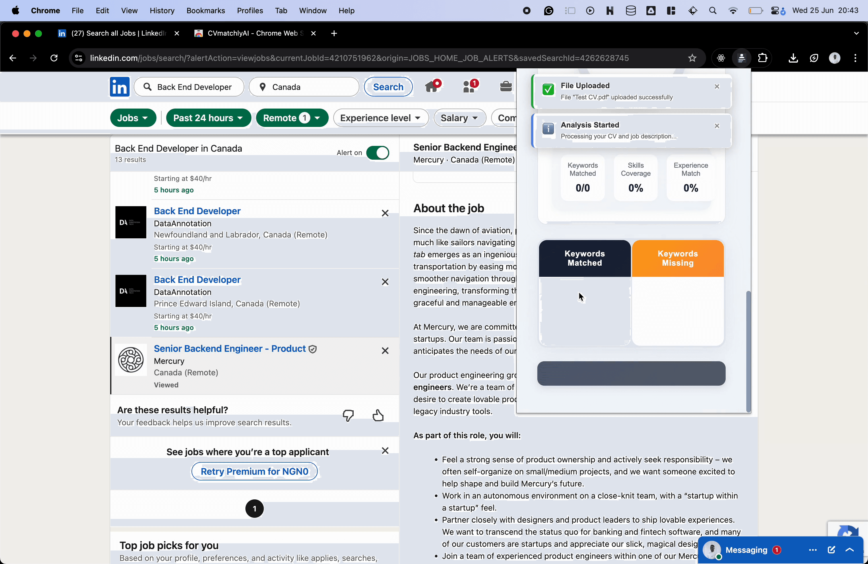 Upload your CV