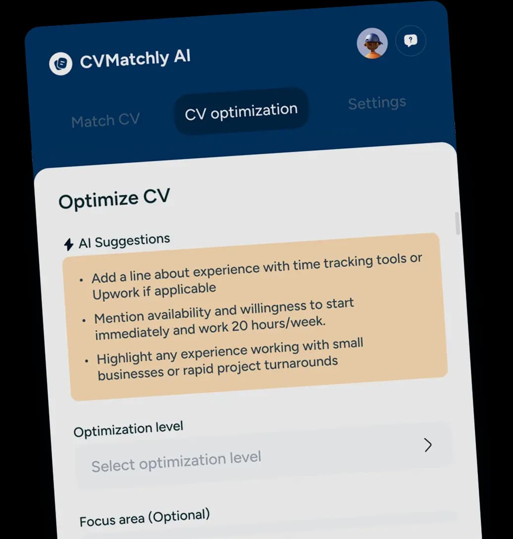 CVMatchly optimize CV screen with AI suggestions
